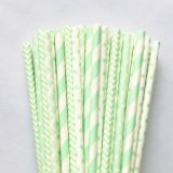 125 Pcs Mixed 5 Styles Mint Green Pastel Paper Straws 125 Pcs Mixed 5 Styles Mint Green Pastel Paper Straws