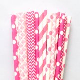 125 Pcs Mixed 5 Styles Hot Pink Party Paper Straws 125 Pcs Mixed 5 Styles Hot Pink Party Paper Straws