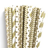 125 Pcs Mixed 5 Styles Gold Drinking Paper Straws 125 Pcs Mixed 5 Styles Gold Drinking Paper Straws