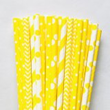 125 Pcs Mixed 5 Styles Yellow Party Paper Straws 125 Pcs Mixed 5 Styles Yellow Party Paper Straws