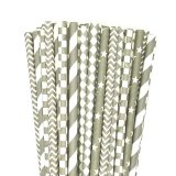 125 Pcs Mixed 5 Styles Grey Gray Paper Straws 125 Pcs Mixed 5 Styles Grey Gray Paper Straws