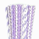 125 Pcs Mixed 5 Styles Light Purple Lilac Lavender Paper Straws 125 Pcs Mixed 5 Styles Light Purple Lilac Lavender Paper Straws