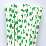 Green Four-leaf Clover Shamrock Paper Straws 500 Pcs Green Four-leaf Clover Shamrock Paper Straws 500 Pcs