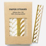 100 Pcs/Box Mixed Metallic Foil Gold Paper Straws 100 Pcs/Box Mixed Metallic Foil Gold Paper Straws