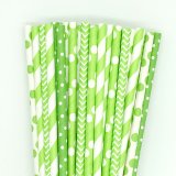 125 Pcs Mixed 5 Styles Light Lime Green Paper Straws 125 Pcs Mixed 5 Styles Light Lime Green Paper Straws