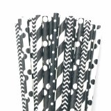 125 Pcs Mixed 5 Styles Black Drinking Paper Straws 125 Pcs Mixed 5 Styles Black Drinking Paper Straws