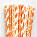 125 Pcs Mixed 5 Styles Orange Paper Drinking Straws 125 Pcs Mixed 5 Styles Orange Paper Drinking Straws