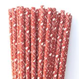 Red With White Christmas Pattern Print Paper Straws 500 Pcs Red With White Christmas Pattern Print Paper Straws 500 Pcs