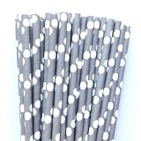 Grey Gray With White Polka Dot Paper Straws 500 Pcs Grey Gray With White Polka Dot Paper Straws 500 Pcs