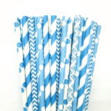 125 Pcs Mixed 5 Styles Blue Drinking Paper Straws 125 Pcs Mixed 5 Styles Blue Drinking Paper Straws