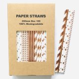 100 Pcs/Box Mixed Metallic Foil Rose Gold Paper Straws 100 Pcs/Box Mixed Metallic Foil Rose Gold Paper Straws
