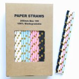 100 Pcs/Box Mixed Metallic Gold Foil Dot Colored Paper Straws 100 Pcs/Box Mixed Metallic Gold Foil Dot Colored Paper Straws