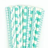 125 Pcs Mixed 5 Styles Aqua Blue Paper Straws 125 Pcs Mixed 5 Styles Aqua Blue Paper Straws